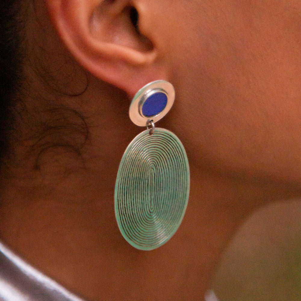 
                
                    Load image into Gallery viewer, DEEP BLUE SPIRALS EARRINGS
                
            